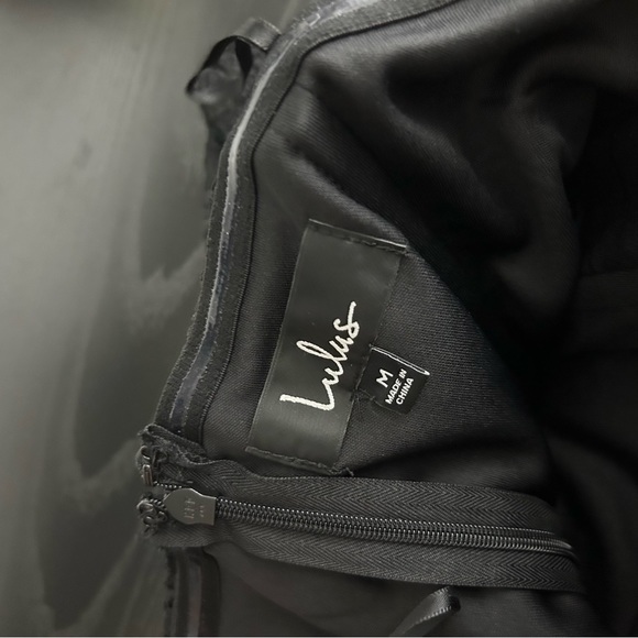 Lulus Hartley Black Embroidered Mini Dress Off Shoulder Puff Sleeves M - Picture 5 of 10